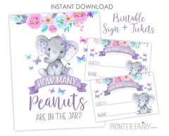 Elephant Baby Shower Game, Peanuts in Jar (Instant Download)