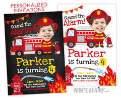 Firefighter Birthday Invitation personalized with Photo for any age, Digital or Printable Design