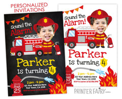Firefighter Birthday Invitation personalized with Photo for any age, Digital or Printable Design