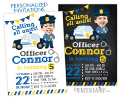 Personalized Police Birthday Invitation, Photo Invitation (Digital)