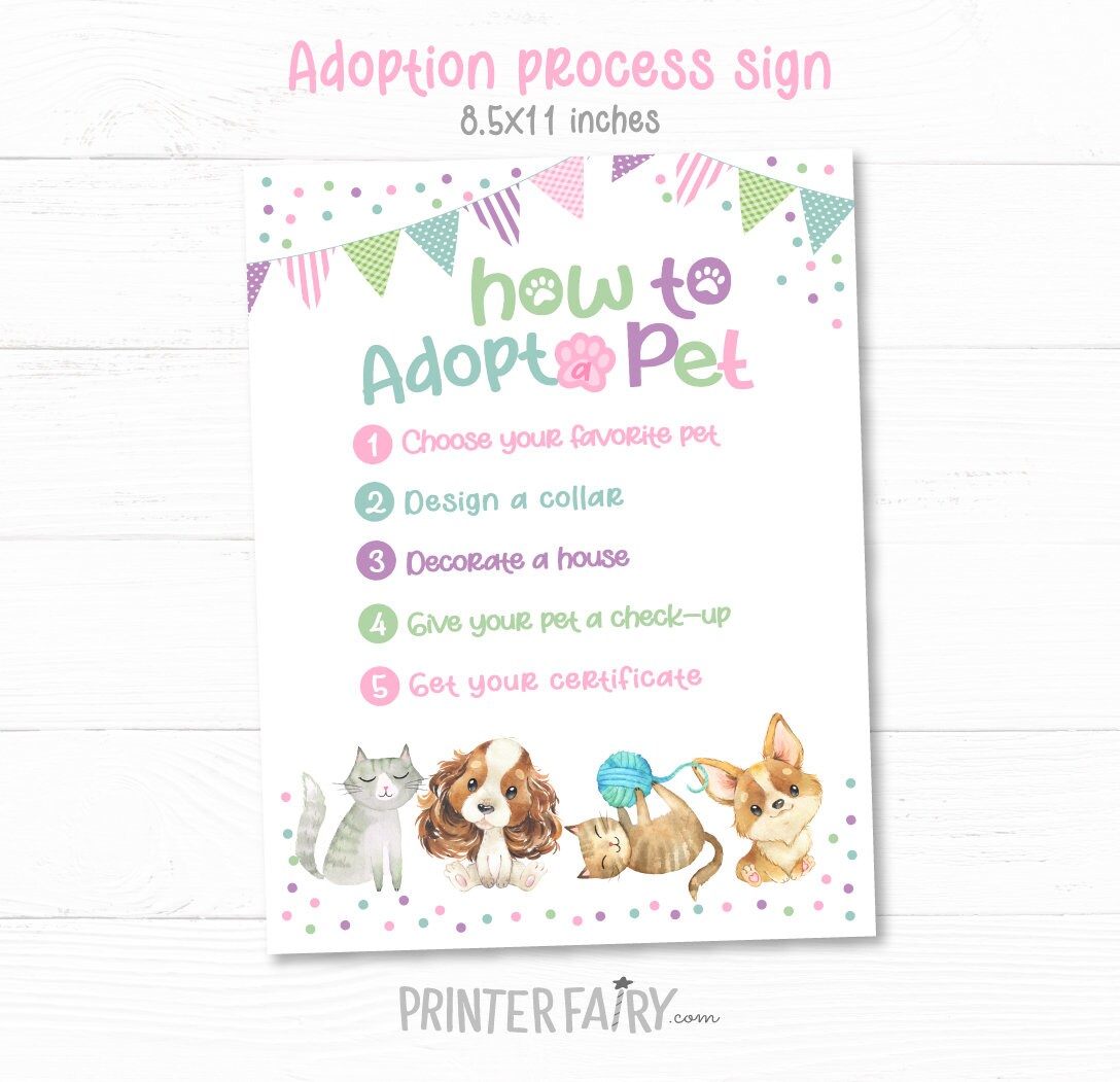 Puppy & Kitty Adoption Party Games, Pet Adoption Certificate (Digital Download)