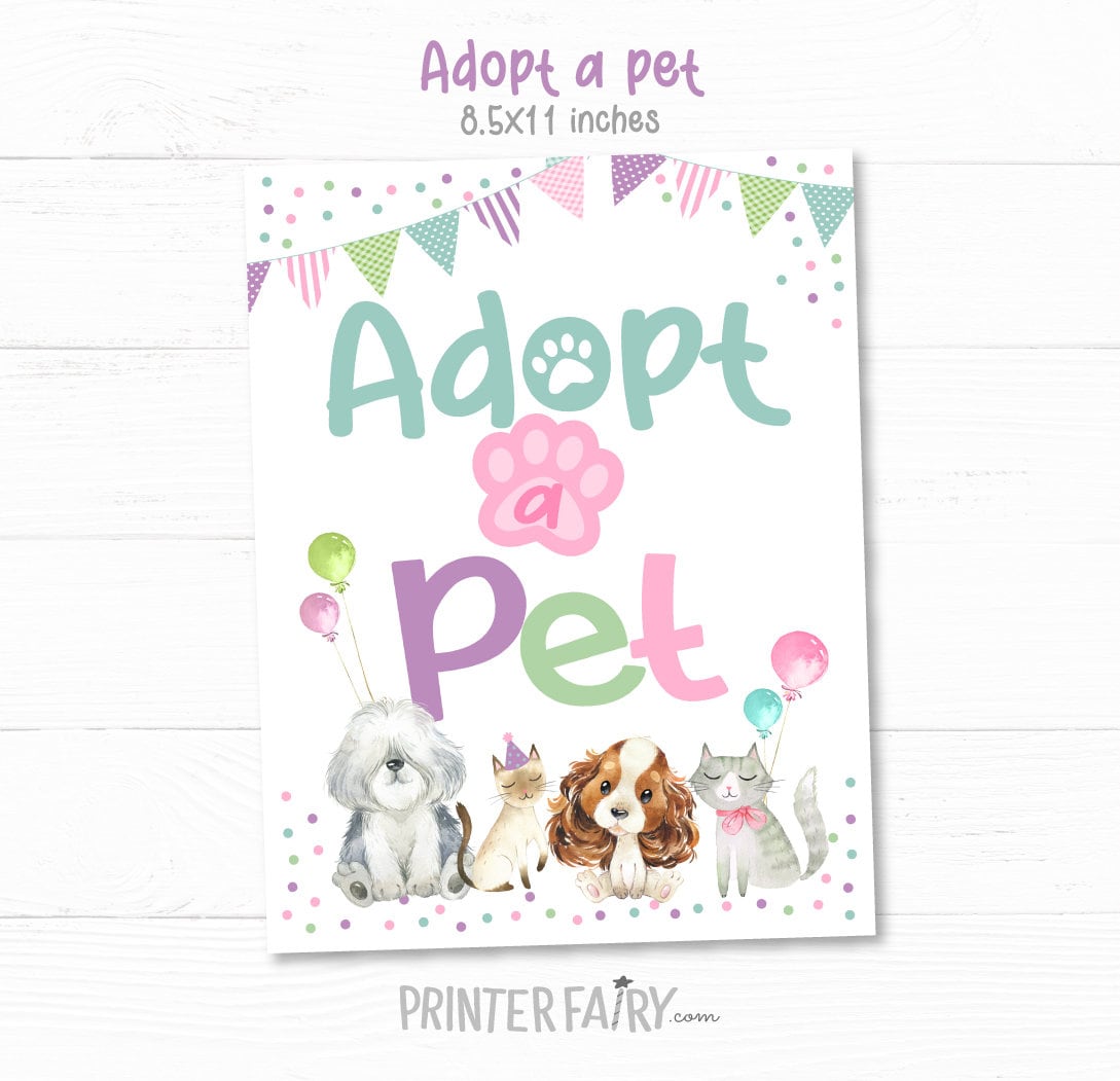 Puppy & Kitty Adoption Party Games, Pet Adoption Certificate (Digital Download)