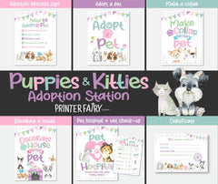 Puppy & Kitty Adoption Party Games, Pet Adoption Certificate (Digital Download)