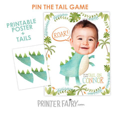 Personalized Dinosaur Birthday Pin The Tail Game (Digital Printable)