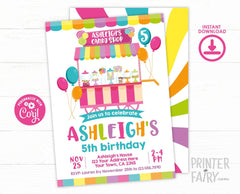 Editable Candy Shop Birthday Invitation, Sweet Party (Instant Download)