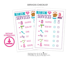 Pet Spa Party Sign & Checklist, Puppy Adoption Birthday Activities (Instant Download)