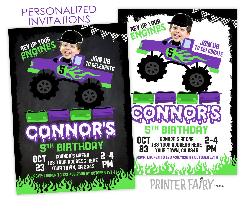 Monster Truck Birthday Invitation with Photo (Digital)