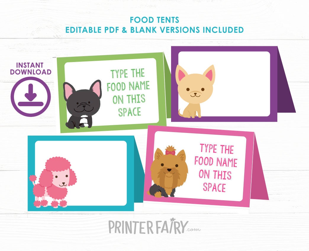 Puppy Food Labels, Pet Adoption Party, Puppy Birthday (Digital files)