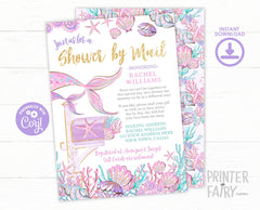 Mermaid Baby Shower By Mail Invitation, Under The Sea (Digital Invitation)