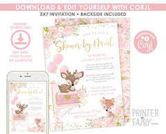 Woodland Animals Baby Shower by Mail Invitation Editable Template (Digital Instant Download)