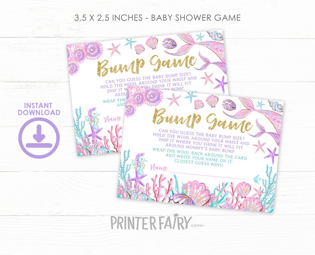 Mermaid Baby Shower Bump Game, Printable (Instant Download)