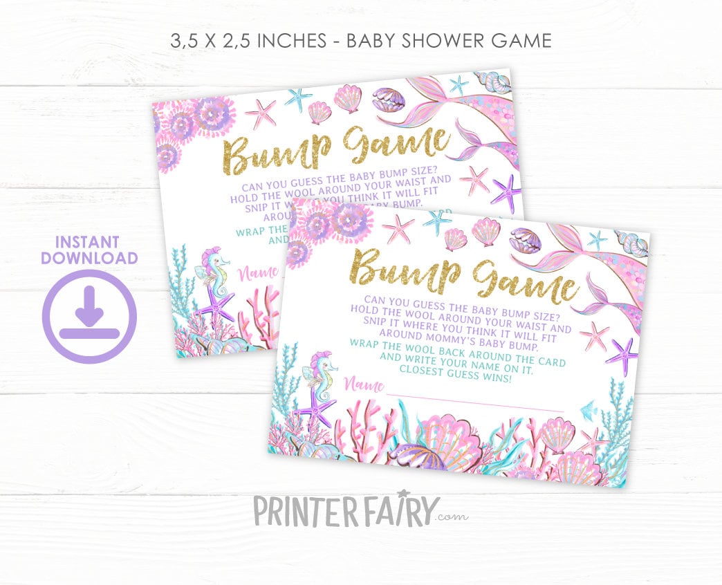 Mermaid Baby Shower Bump Game, Printable (Instant Download)