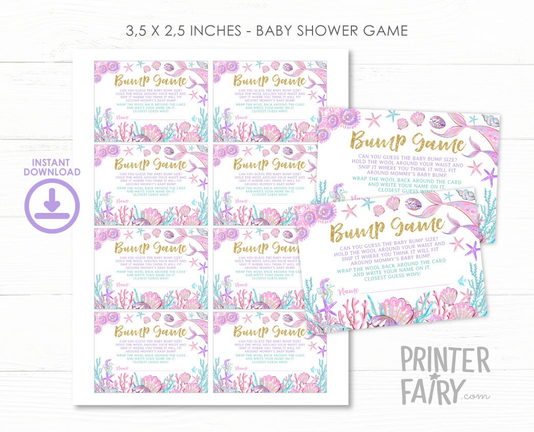 Mermaid Baby Shower Bump Game, Printable (Instant Download)