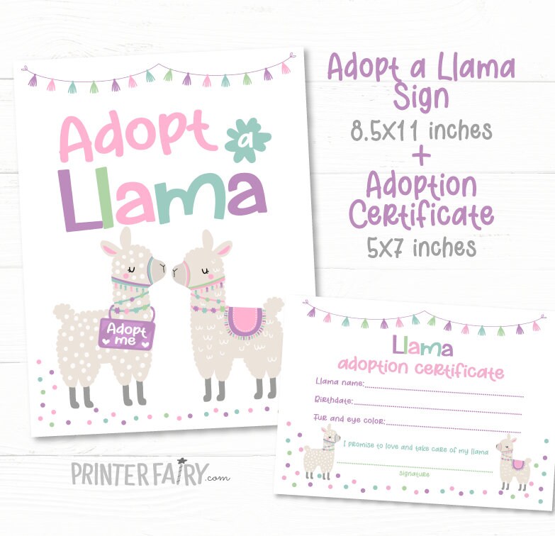 Llama Adoption Birthday Party Signs, Llama Hospital, Vet Check (Instant Download)