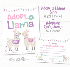 Llama Adoption Birthday Party Signs, Llama Hospital, Vet Check (Instant Download)