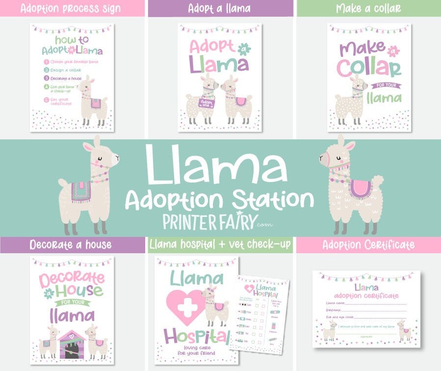 Llama Adoption Birthday Party Signs, Llama Hospital, Vet Check (Instant Download)