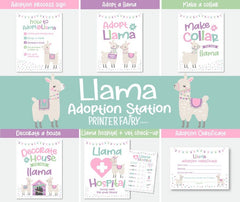 Llama Adoption Birthday Party Signs, Llama Hospital, Vet Check (Instant Download)
