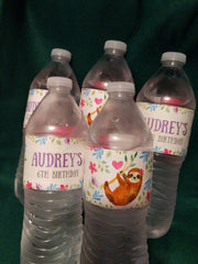 Sloth Water Bottle Labels Editable Template, INSTANT DOWNLOAD