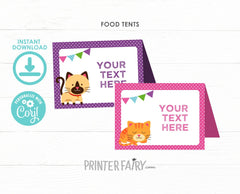 Kitty Cat Food Tents EDITABLE Template Instant Download