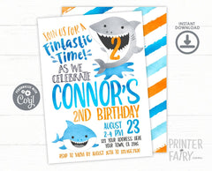 Editable Shark Birthday Invitation for any age, Pool Party Invite (Digital Download)