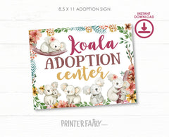 Koala Adoption Birthday Party Sign & Certificate (Digital Download)