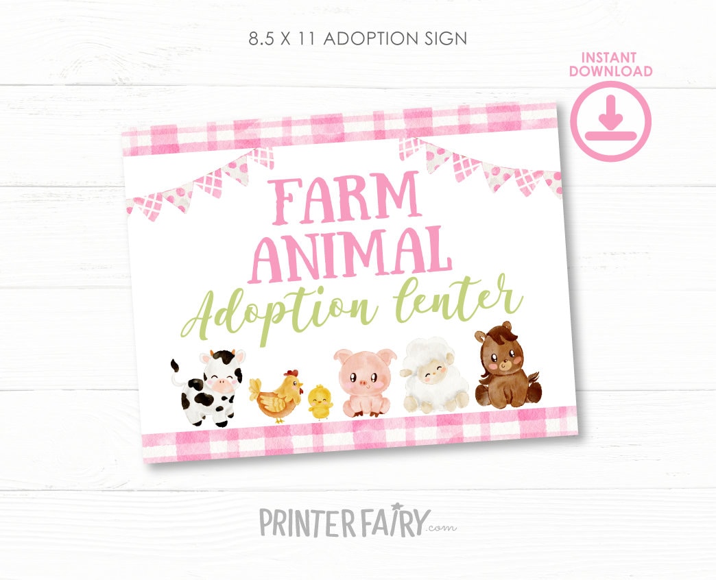 Farm Animal Adoption Sign and Certificate (Digital Download)