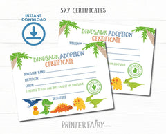 Dinosaur Adoption Sign and Certificate, Pool Party (Instant Download)