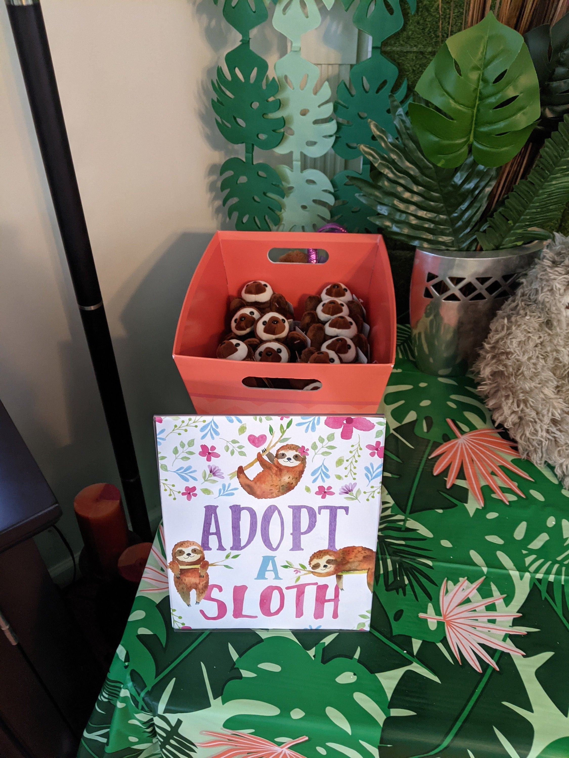 Sloth Adoption Sign and Certificate, Sloth Party Decor (Digital Files)