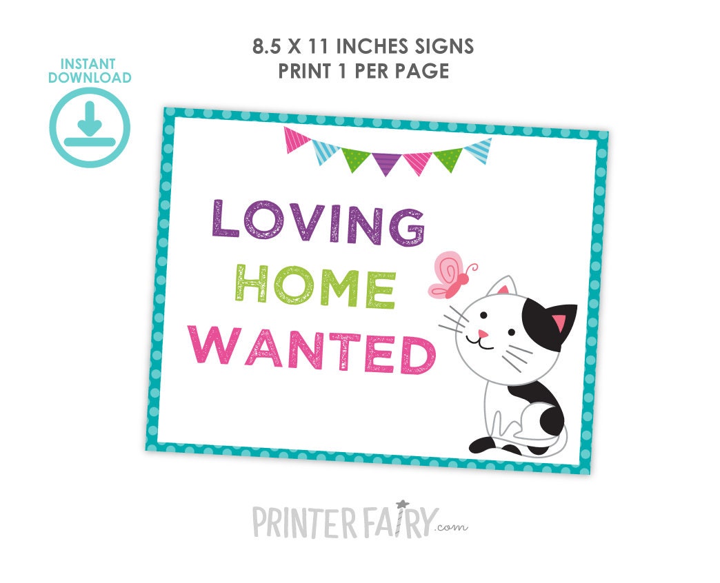 Kitty Kitten Adoption Center Prints, Birthday Party Decor (Digital Download)