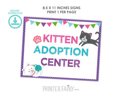 Kitty Kitten Adoption Center Prints, Birthday Party Decor (Digital Download)