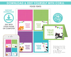 Kitty Cat Food Tents EDITABLE Template Instant Download