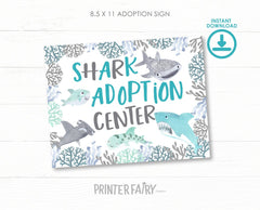 Shark Adoption Center Sign and Certificates, Birthday Party Printables (Instant Download)