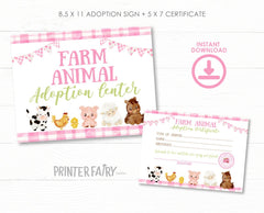 Farm Animal Adoption Sign and Certificate (Digital Download)