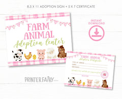 Farm Animal Adoption Sign and Certificate (Digital Download)