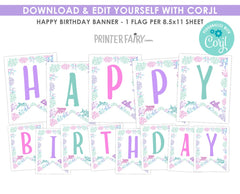 Shark Birthday Banner, Under the Sea Party Decorations (Editable Download)