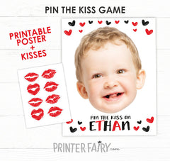Valentine's Day Pin The Kiss Game Personalized with your Photo for any Age, Digital Design