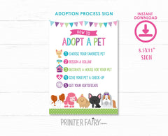 Pet Adoption Station Signs, Puppy Birthday Party Decor (Digital Files)