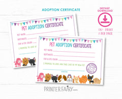 Puppy adoption certificate, Adopt a Puppy Print Pack, Printable files, Instant download