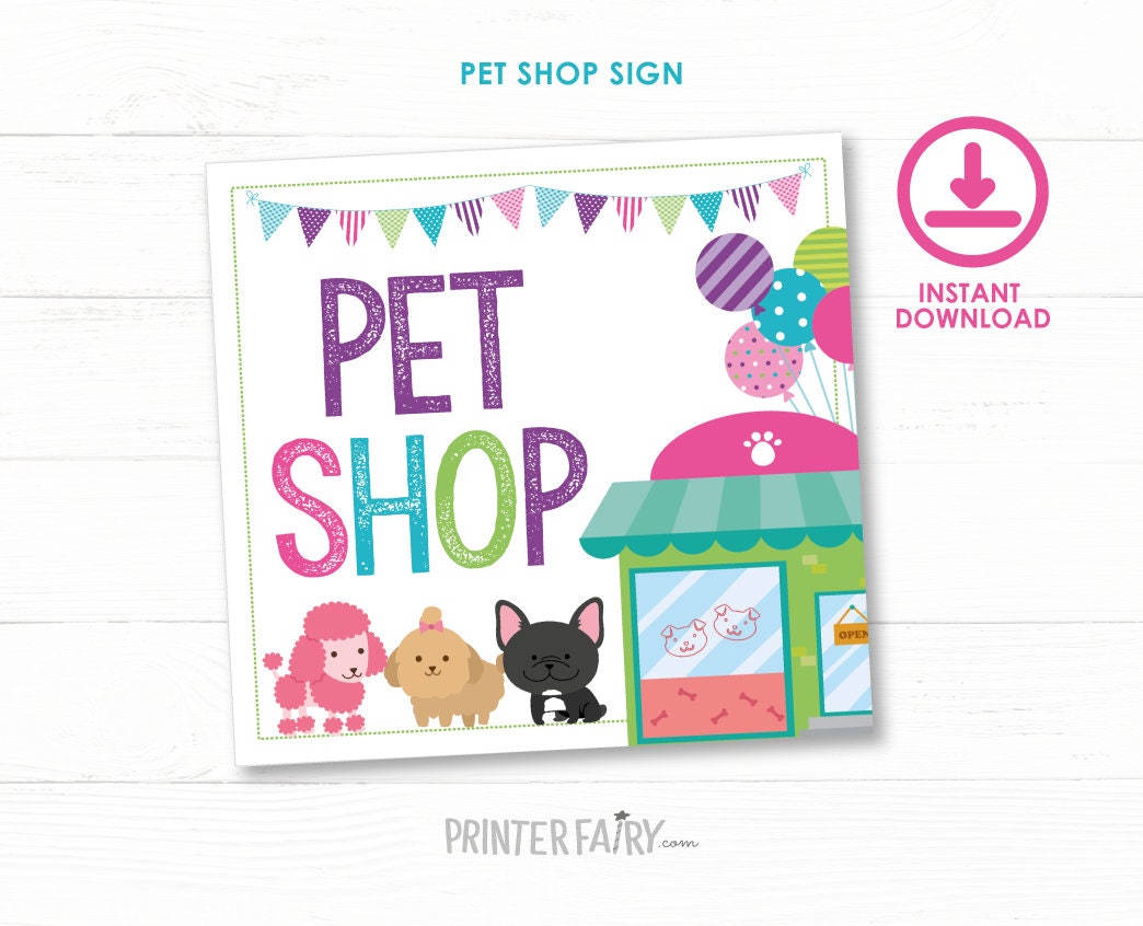 Puppy Store Sign, Pet Shop Printable Decor (PDF)