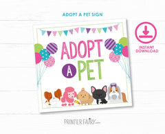 Pet Adoption Party Signs, Puppy Birthday Decor (Digital Download)