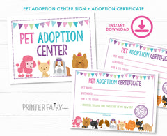 Puppy adoption certificate, Adopt a Puppy Print Pack, Printable files, Instant download