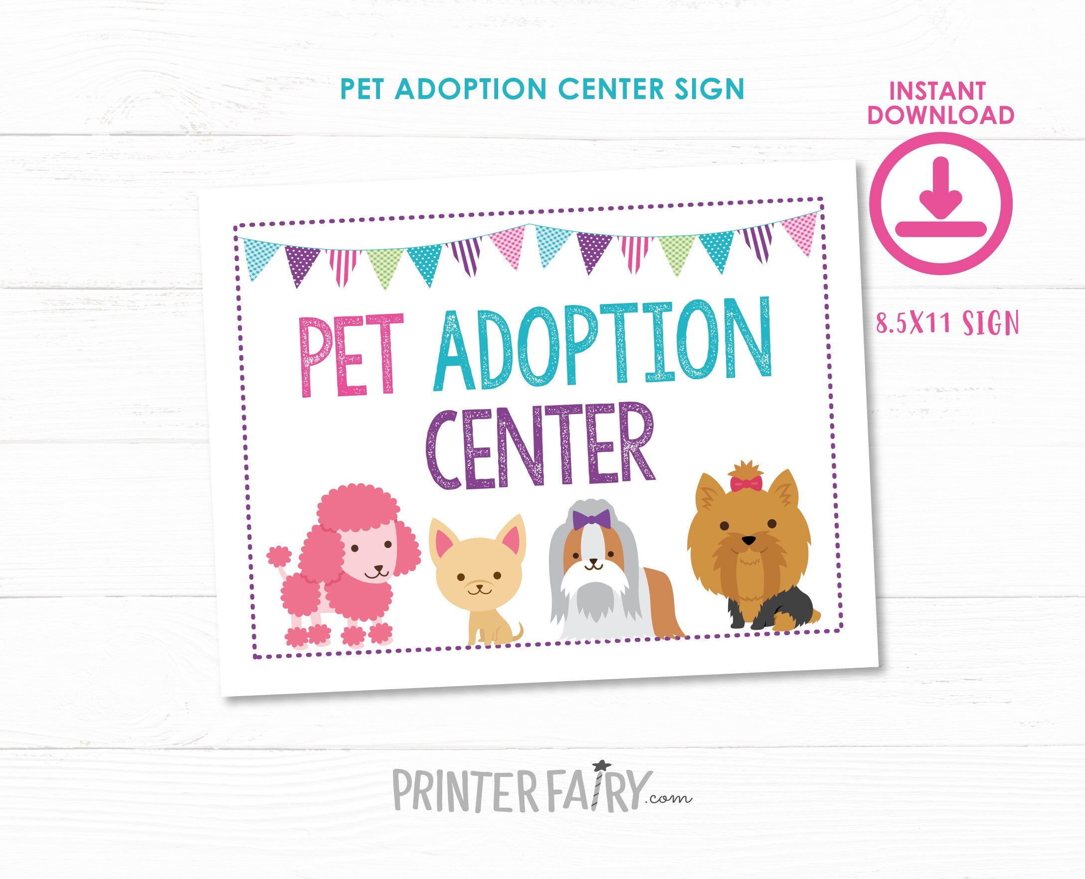 Pet adoption center sign, Instant Download