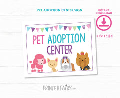 Pet adoption center sign, Instant Download