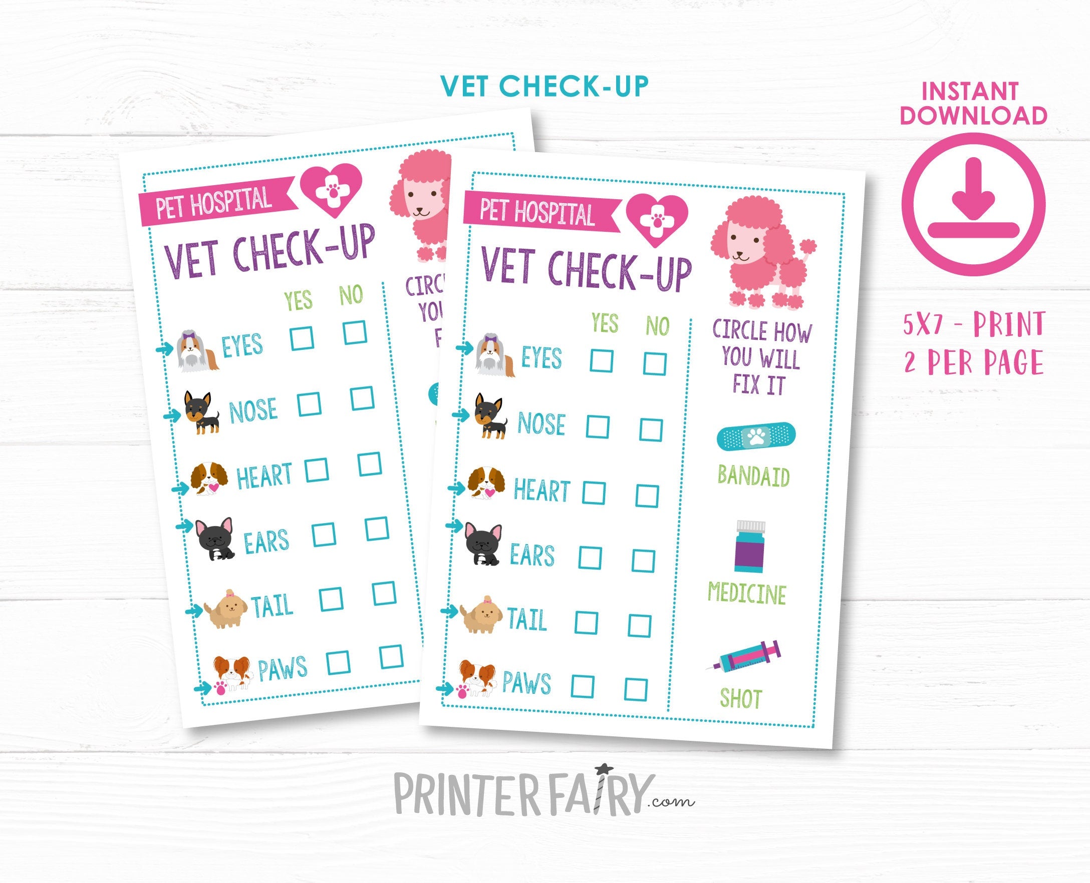 Pet Adoption Party Printables, Pet Hospital Vet Checkup (Digital Download)
