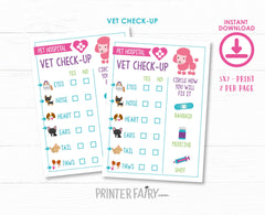 Pet Adoption Party Printables, Pet Hospital Vet Checkup (Digital Download)