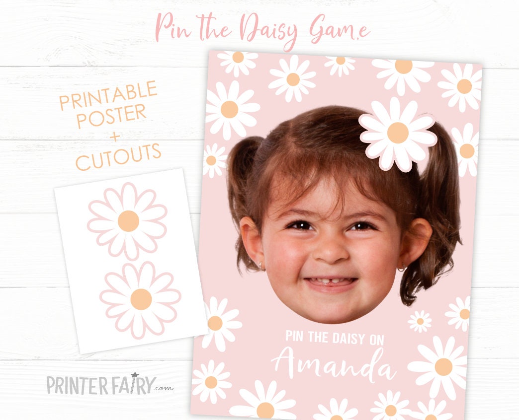 Personalized Daisy Birthday Party Game, Pin the Daisy Poster (Digital Download)