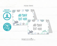 Shark Party Food Tent Cards, Ocean Birthday Buffet Labels (Digital Download)