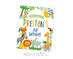 Jungle Birthday Welcome Sign, Editable Safari Party Decor (Digital Download)