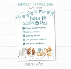 Puppies & Kitties Adoption Party Signs, Pet Birthday Decor (Instant Download)