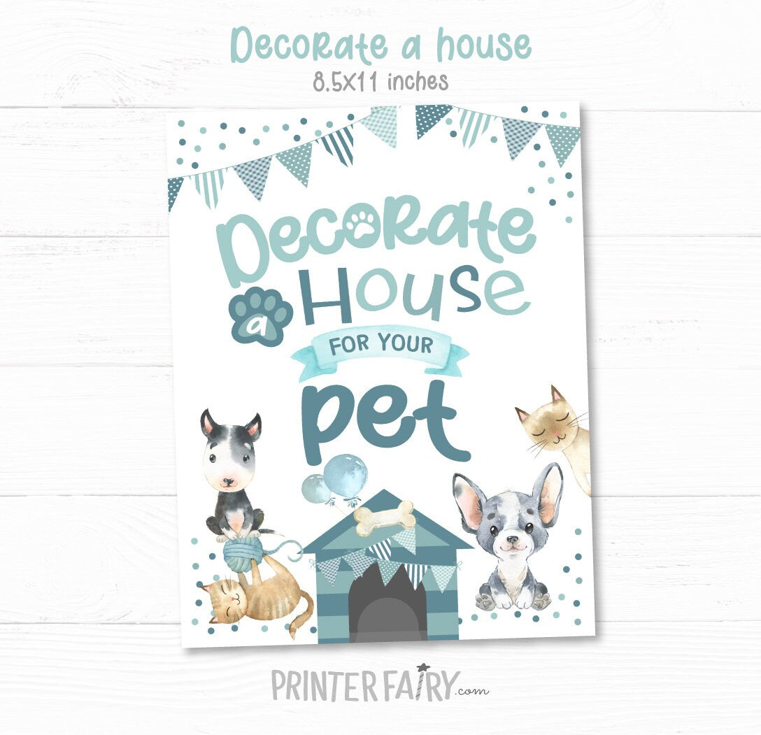 Puppies & Kitties Adoption Party Signs, Pet Birthday Decor (Instant Download)